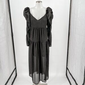 ASTR by Label Black Maxi Prarie dress long puff sleeve